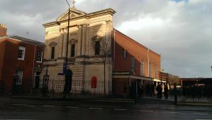 Distinguished guests leaving the Church service and making their way to the Parish Hall for refreshments